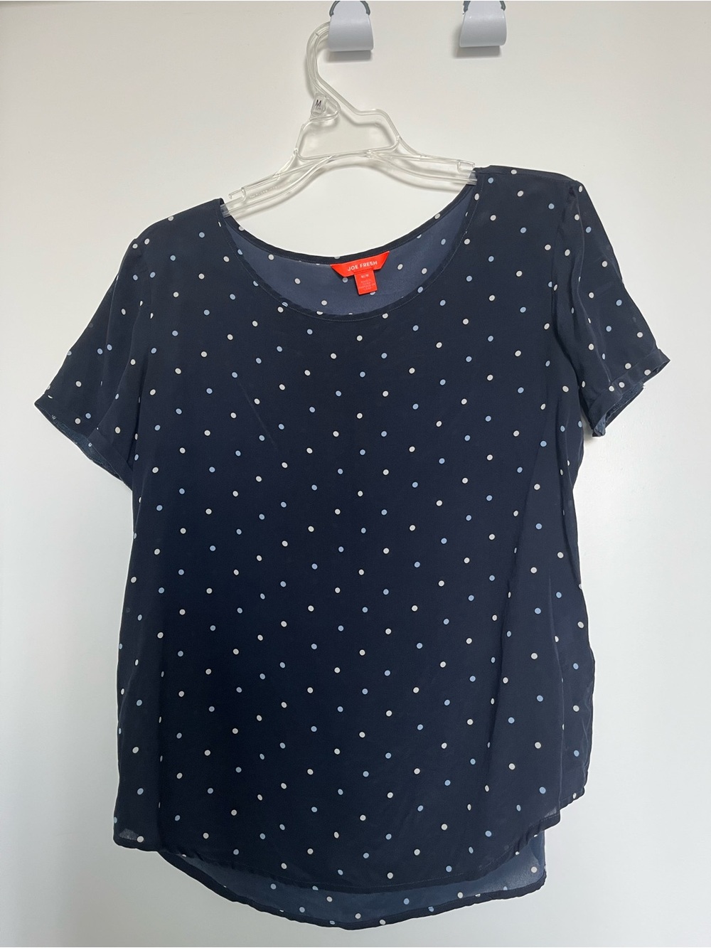 Silk Polka Dot Short Sleeve Top
